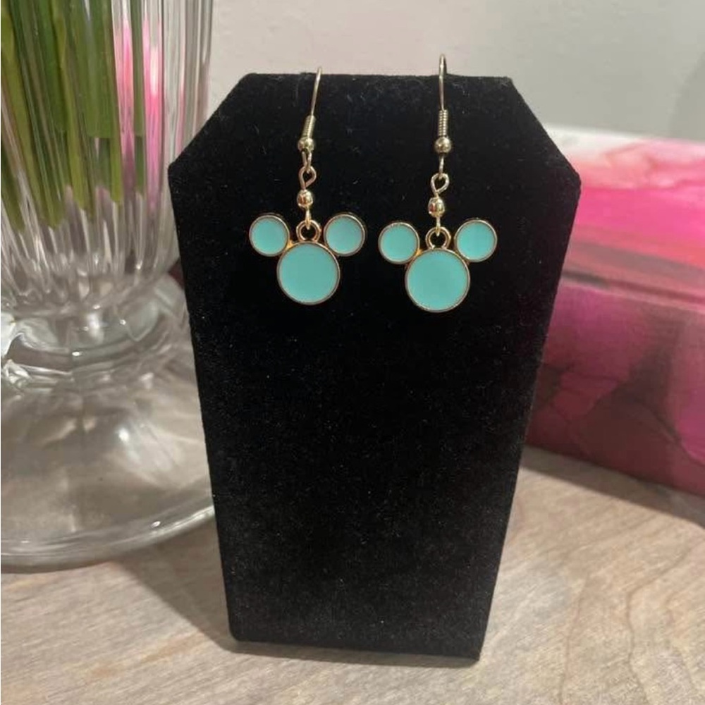 Gold and Blue Mickey Mouse Earrings